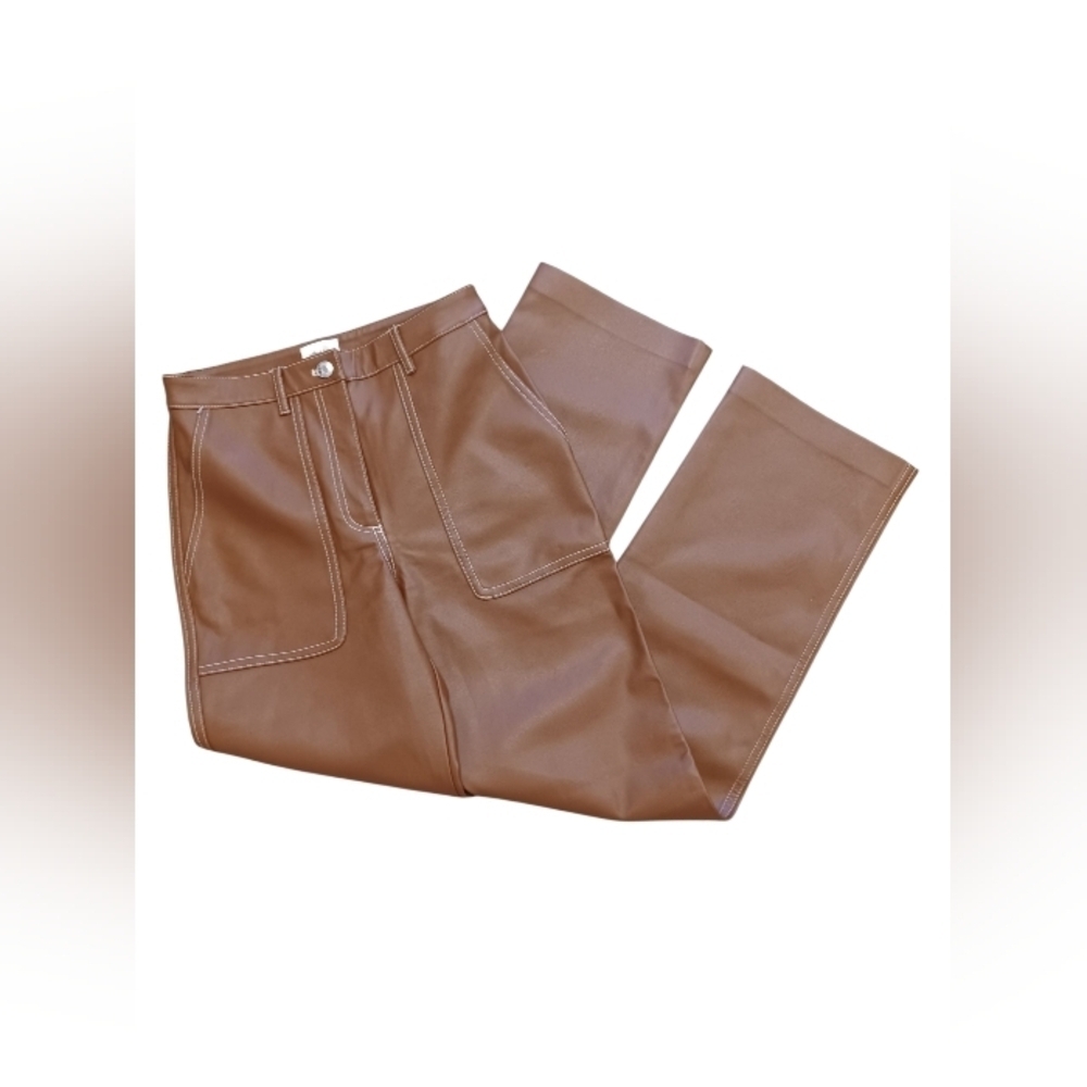 Aritzia Wilfred Free Melina Vegan Leather Pants in Brown Size 2 EUC